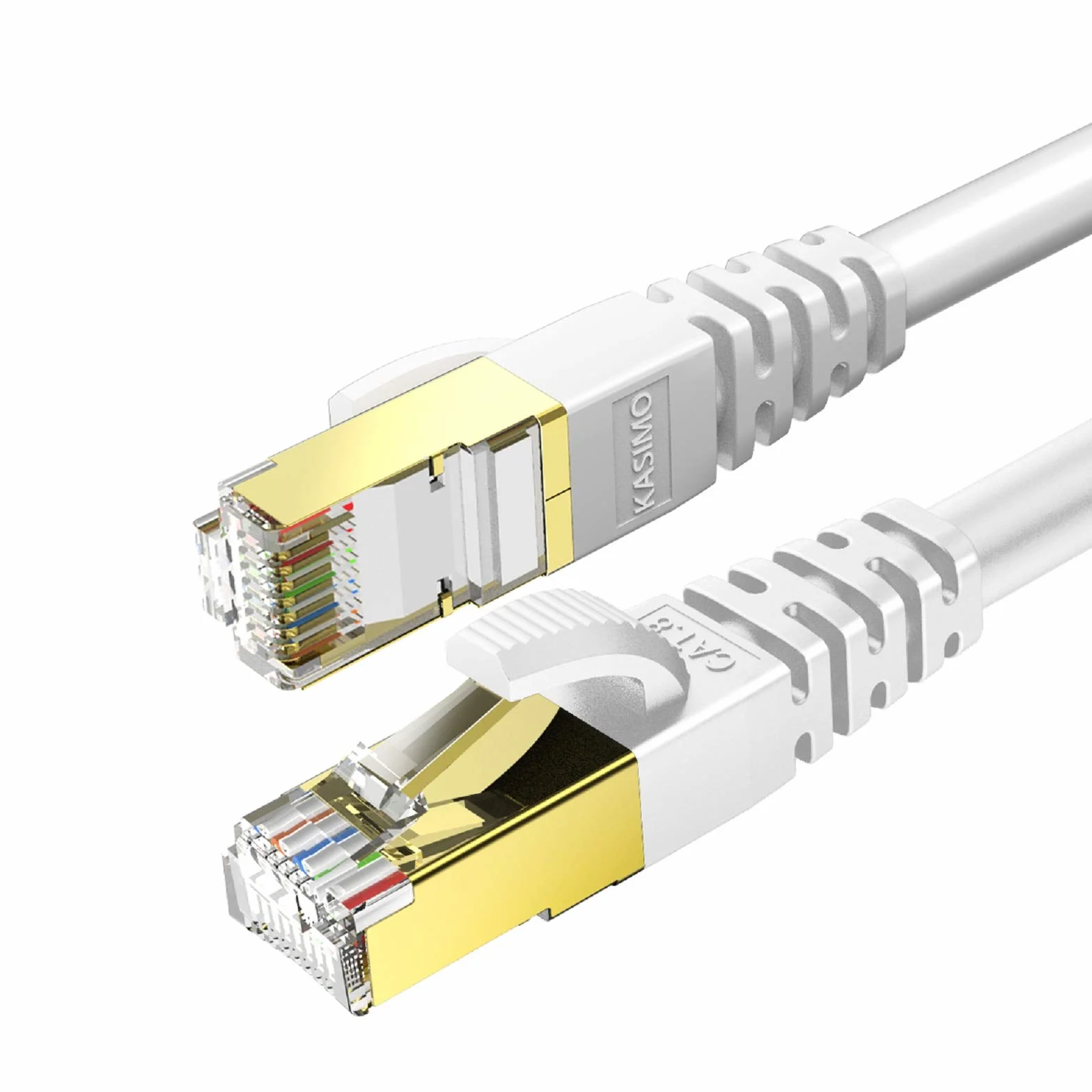 KASIMO Cavo Ethernet 10 Metri Cat 8, Cavo RJ45 LAN, Internet Alta velocità di Rete 40 Gbps / 2000Mhz – Bianco
