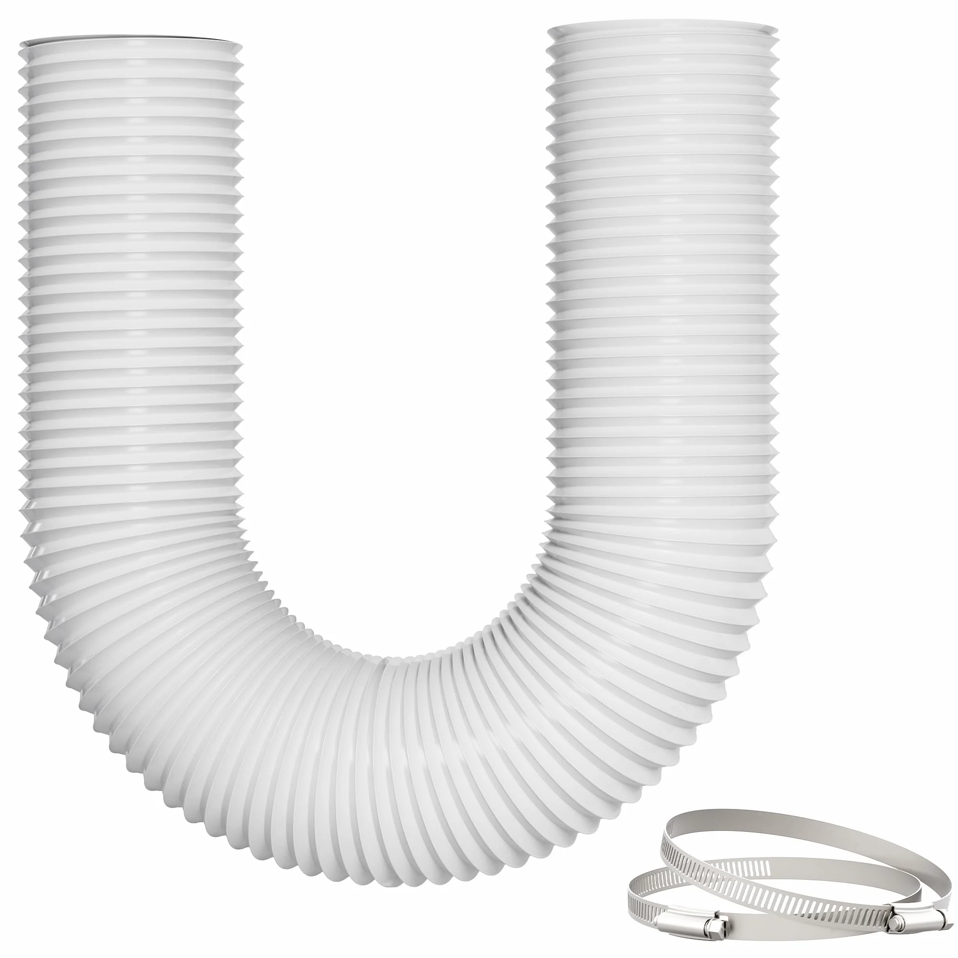 Tubo Flessibile Ventilazione Ø150mm x 2.5m, 5 Strati Resistenti, Isolamento Termico, Riduzione Rumore, Tagliabile, con Fascette, per Cappa Cucina, Condizionatore e Ventilazione, Bianco
